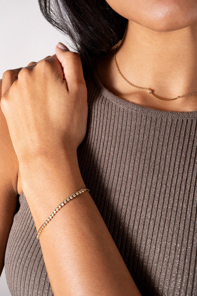 Double Strand Crystal Tennis Chain Bracelet