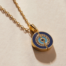 Load image into Gallery viewer, Evil Eye 'Positive Vibes' Mantra Necklace