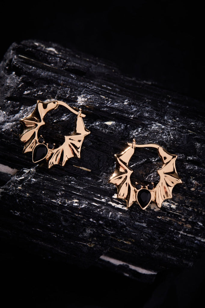 Crystal Bat Hoop Earrings