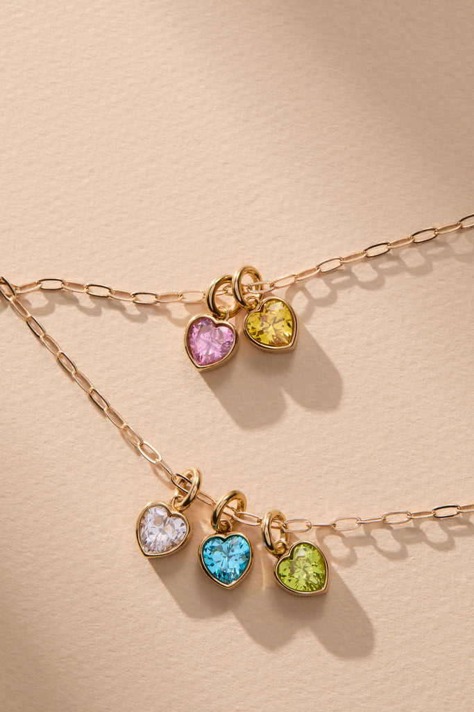 March 'Faith' Heart Birthstone Charm