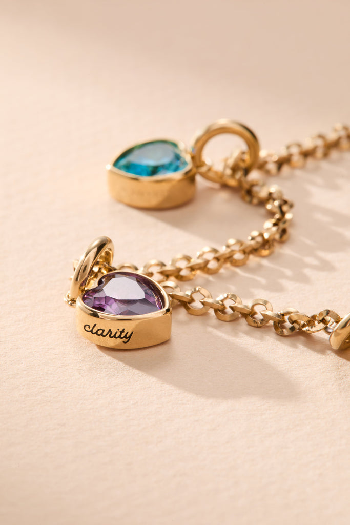 February 'Clarity' Heart Birthstone Charm
