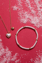 Load image into Gallery viewer, Pearl Heart Duo Charm Necklace