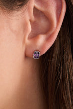 Load image into Gallery viewer, February Emerald-Cut Birthstone Stud Earrings