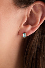 Load image into Gallery viewer, March Emerald-Cut Birthstone Stud
