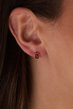 Load image into Gallery viewer, July Emerald-Cut Birthstone Stud Earrings