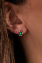 Load image into Gallery viewer, December Emerald-Cut Birthstone Stud Earrings