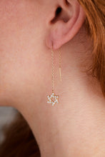 Load image into Gallery viewer, Star of David Delicate Pave Crystal Threader Earrings