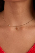 Load image into Gallery viewer, Cross Delicate Pave Crystal Pendant Necklace