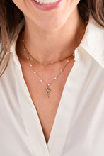 Load image into Gallery viewer, Cross 4:13 Pearl Rosary Chain Pendant Necklace