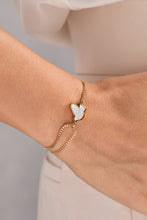 Load image into Gallery viewer, Dove 'Peace' Mother of Pearl Pull Chain Bracelet