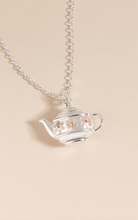 Load image into Gallery viewer, Floral Teapot Locket Pendant Necklace