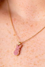 Load image into Gallery viewer, PEEPS® Pink Crystal Bunny Pendant Necklace