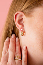 Load image into Gallery viewer, Pearl and Crystal Huggie Hoop Earrings