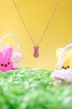 Load image into Gallery viewer, PEEPS® Pink Crystal Bunny Pendant Necklace