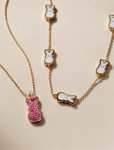 Load image into Gallery viewer, PEEPS® Pink Crystal Bunny Pendant Necklace