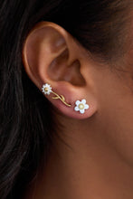 Load image into Gallery viewer, Daisy Flower Stud and Huggie Hoop Earring Set of 3