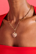 Load image into Gallery viewer, Puffy Heart Gemstone And Pearl Pendant Necklace