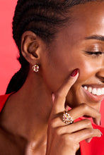 Load image into Gallery viewer, Gemstone Puffy Huggie Hoop Earrings