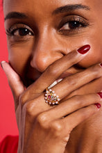 Load image into Gallery viewer, Puffy Heart Gemstone And Pearl Statement Ring
