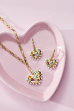 Load image into Gallery viewer, Puffy Heart Gemstone And Pearl Pendant Necklace