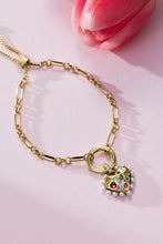 Load image into Gallery viewer, Puffy Heart Gemstone And Pearl Chain Bolo Bracelet