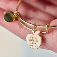 Load image into Gallery viewer, Teacher 'Grow, Inspire, Love' Apple Charm Bangle