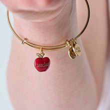 Load image into Gallery viewer, Teacher 'Grow, Inspire, Love' Apple Charm Bangle