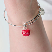 Load image into Gallery viewer, Teacher 'Grow, Inspire, Love' Apple Charm Bangle