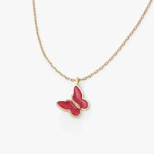 Load image into Gallery viewer, Pink Enamel Butterfly Necklace