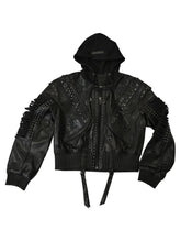 Load image into Gallery viewer, Lace Up Leather Bomber Jacket