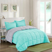 Load image into Gallery viewer, Twin/Twin XL Traditional Microfiber Reversible 3 Piece Comforter Set in Blue/Grey