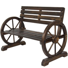 Load image into Gallery viewer, 2 Person Farmhouse Wagon Wheel Wooden Bench