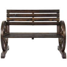 Load image into Gallery viewer, 2 Person Farmhouse Wagon Wheel Wooden Bench