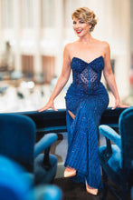 Load image into Gallery viewer, Embellished Strapless Gown with Slit | 9953