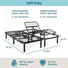 Load image into Gallery viewer, Split King Size Electric Head Foot Adjustable Bed Base with Remote