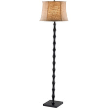 Load image into Gallery viewer, Traditional Floor Lamp with Black Metal Pole and Brown Burlap Bell Shade