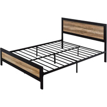 Load image into Gallery viewer, Full Industrial Metal Wood Rivet Platform Bed Frame w/ Headboard and Footboard