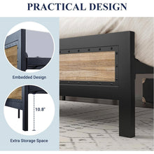 Load image into Gallery viewer, Full Industrial Metal Wood Rivet Platform Bed Frame w/ Headboard and Footboard