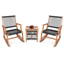 Load image into Gallery viewer, 3 Piece Outdoor Wood Patio Furniture Rocking Chair Table Bistro Set