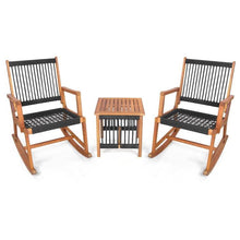 Load image into Gallery viewer, 3 Piece Outdoor Wood Patio Furniture Rocking Chair Table Bistro Set