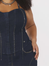 Load image into Gallery viewer, Denim Chain Link Corset