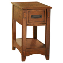 Load image into Gallery viewer, Mission Style 1-Drawer End Table Nightstand in Brown Wood Finish