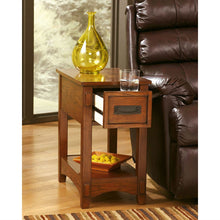 Load image into Gallery viewer, Mission Style 1-Drawer End Table Nightstand in Brown Wood Finish