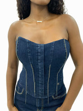 Load image into Gallery viewer, Denim Chain Link Corset
