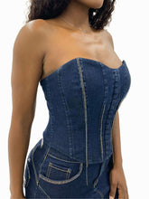 Load image into Gallery viewer, Denim Chain Link Corset