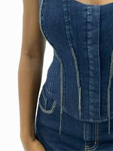 Load image into Gallery viewer, Denim Chain Link Corset