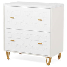 Load image into Gallery viewer, Retro White/Gold Geometric Scroll 2 Drawer Filing Cabinet Printer Stand