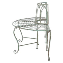 Load image into Gallery viewer, Half-Circle Outdoor Patio Garden Wrought Iron Tree Bench in Antique Green