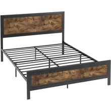Load image into Gallery viewer, Full Industrial Rivet Platform Bed Frame with Headboard in Rustic Wood Finish