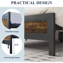 Load image into Gallery viewer, Full Industrial Rivet Platform Bed Frame with Headboard in Rustic Wood Finish
